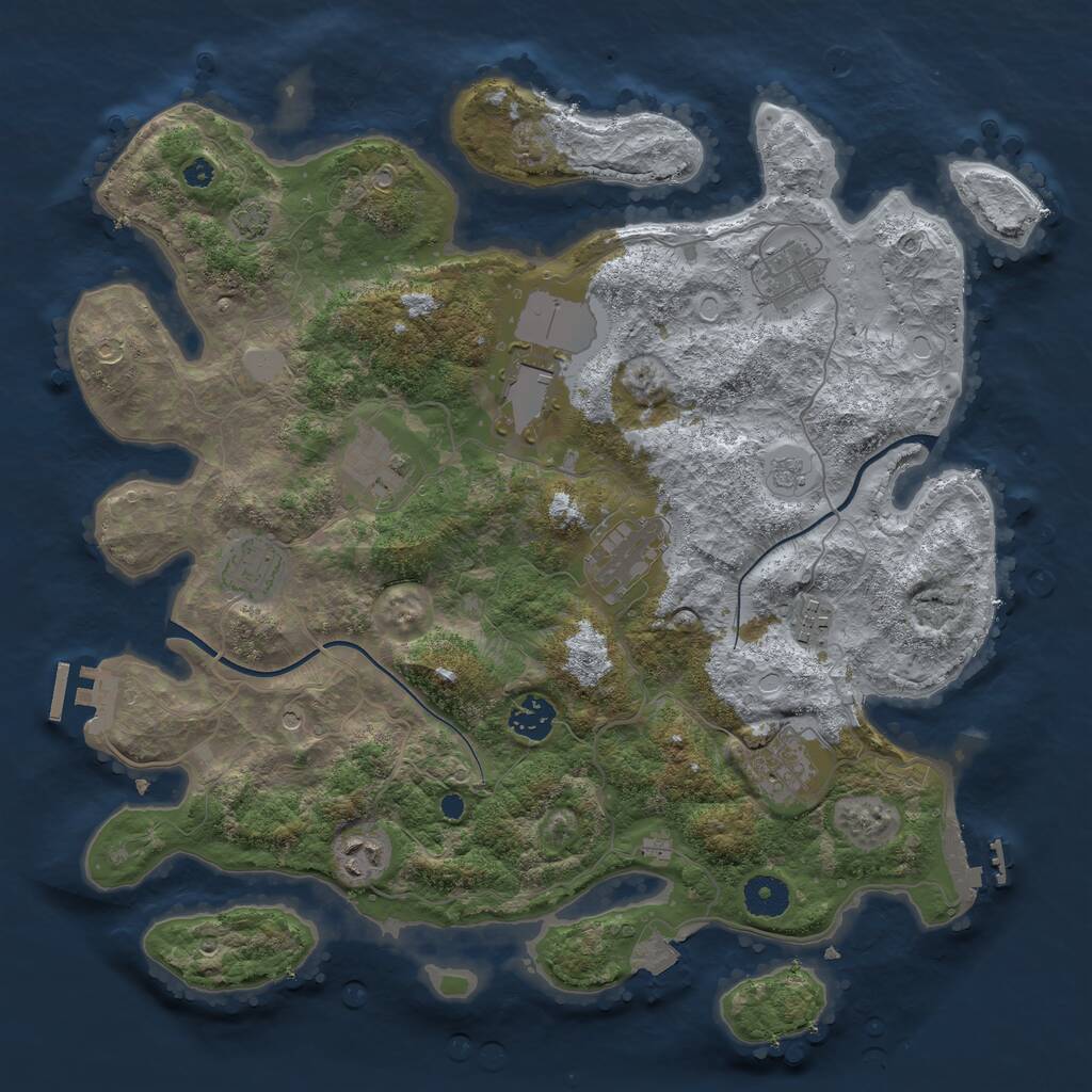 Rust Map: Procedural Map, Size: 3750, Seed: 24836444, 15 Monuments