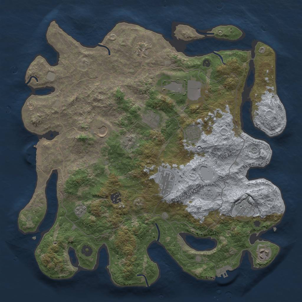 Rust Map: Procedural Map, Size: 4000, Seed: 83483784, 19 Monuments
