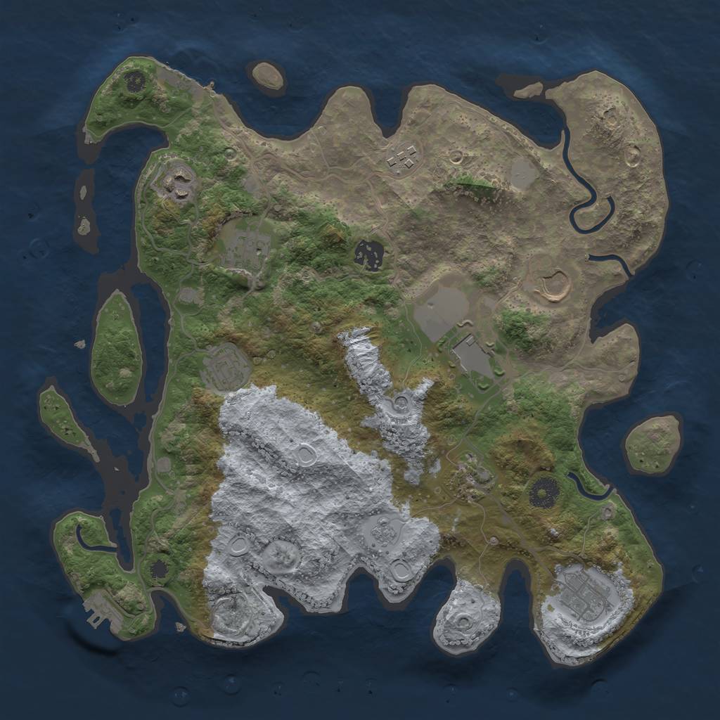 Rust Map: Procedural Map, Size: 3500, Seed: 2113820614, 18 Monuments