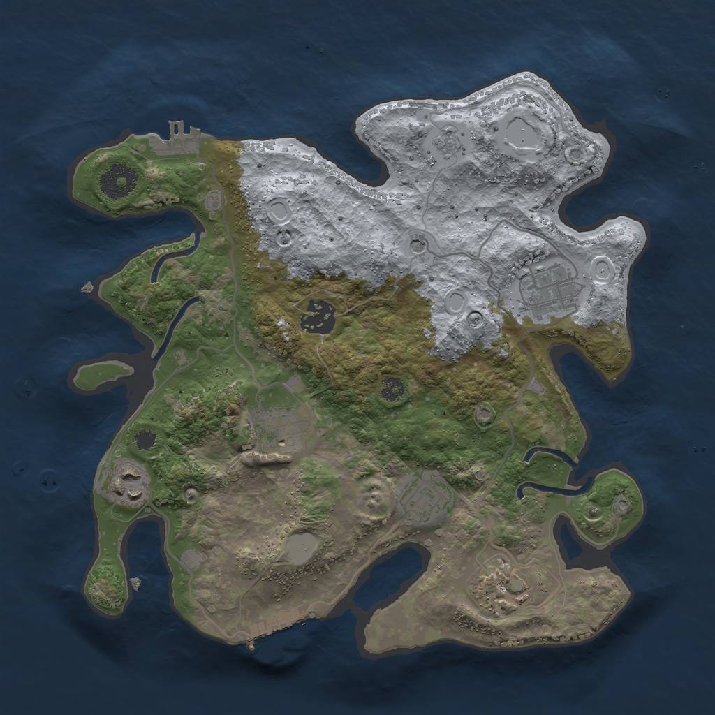 Rust Map: Procedural Map, Size: 3000, Seed: 678967843, 15 Monuments