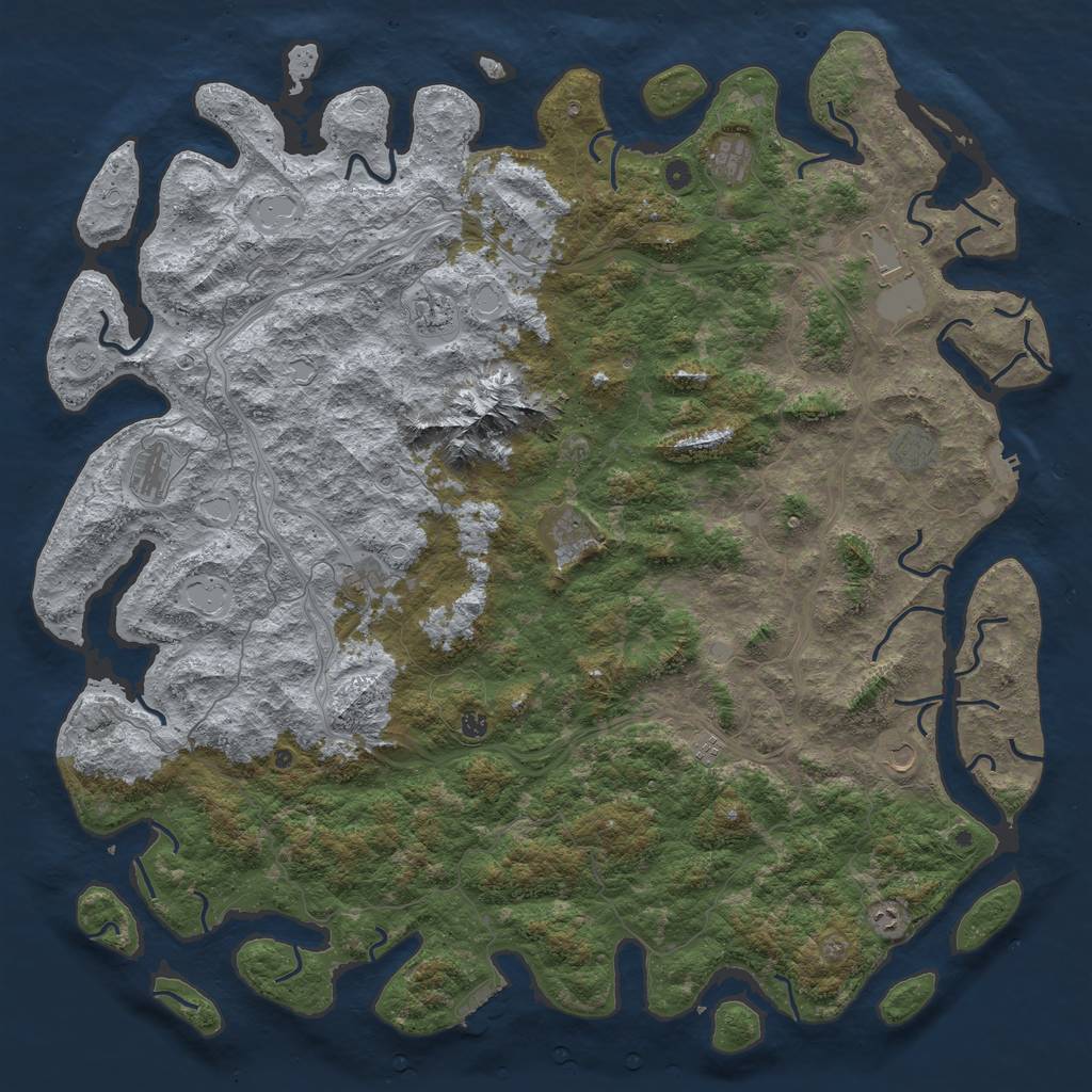 Rust Map: Procedural Map, Size: 6000, Seed: 734144028, 20 Monuments