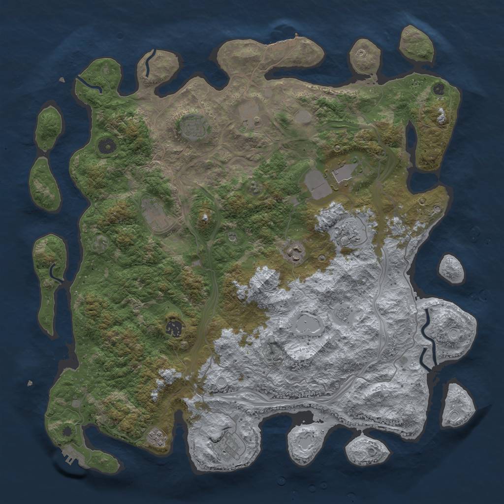 Rust Map: Procedural Map, Size: 4500, Seed: 3051419, 18 Monuments
