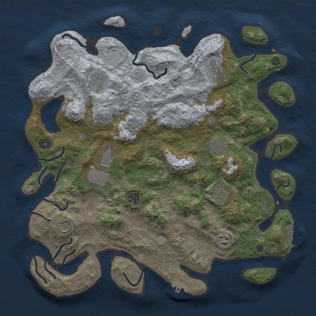 Rust Map: Procedural Map, Size: 4000, Seed: 850620383, 18 Monuments