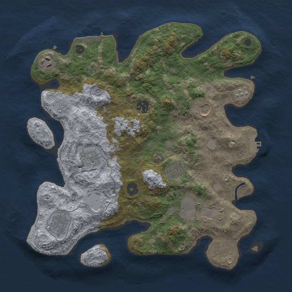 Rust Map: Procedural Map, Size: 3500, Seed: 65059168, 17 Monuments