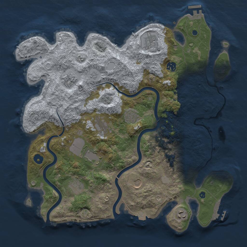 Rust Map: Procedural Map, Size: 3850, Seed: 6574533, 16 Monuments