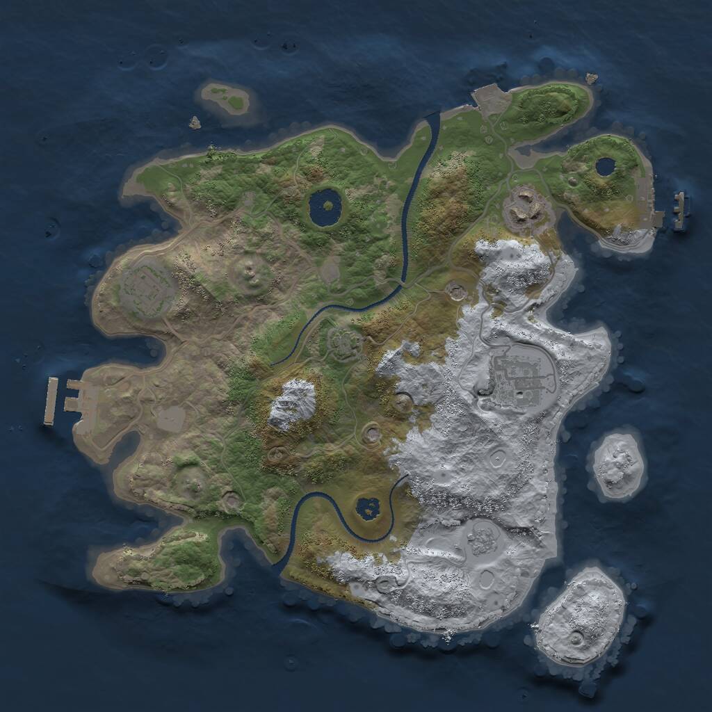 Rust Map: Procedural Map, Size: 3000, Seed: 4725, 9 Monuments