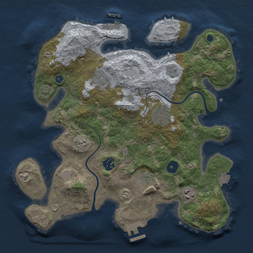 Rust Map: Procedural Map, Size: 3200, Seed: 22750, 10 Monuments