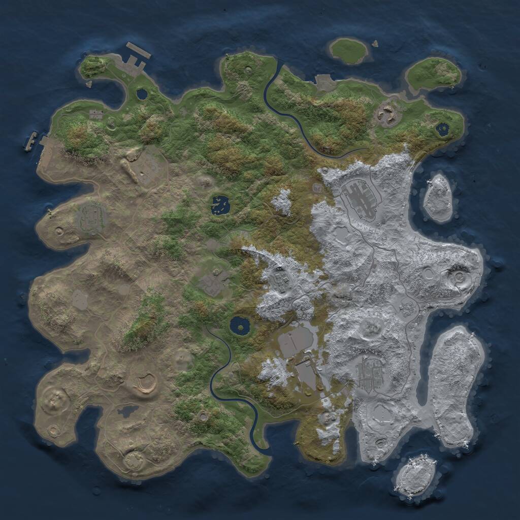 Rust Map: Procedural Map, Size: 3950, Seed: 401935104, 16 Monuments