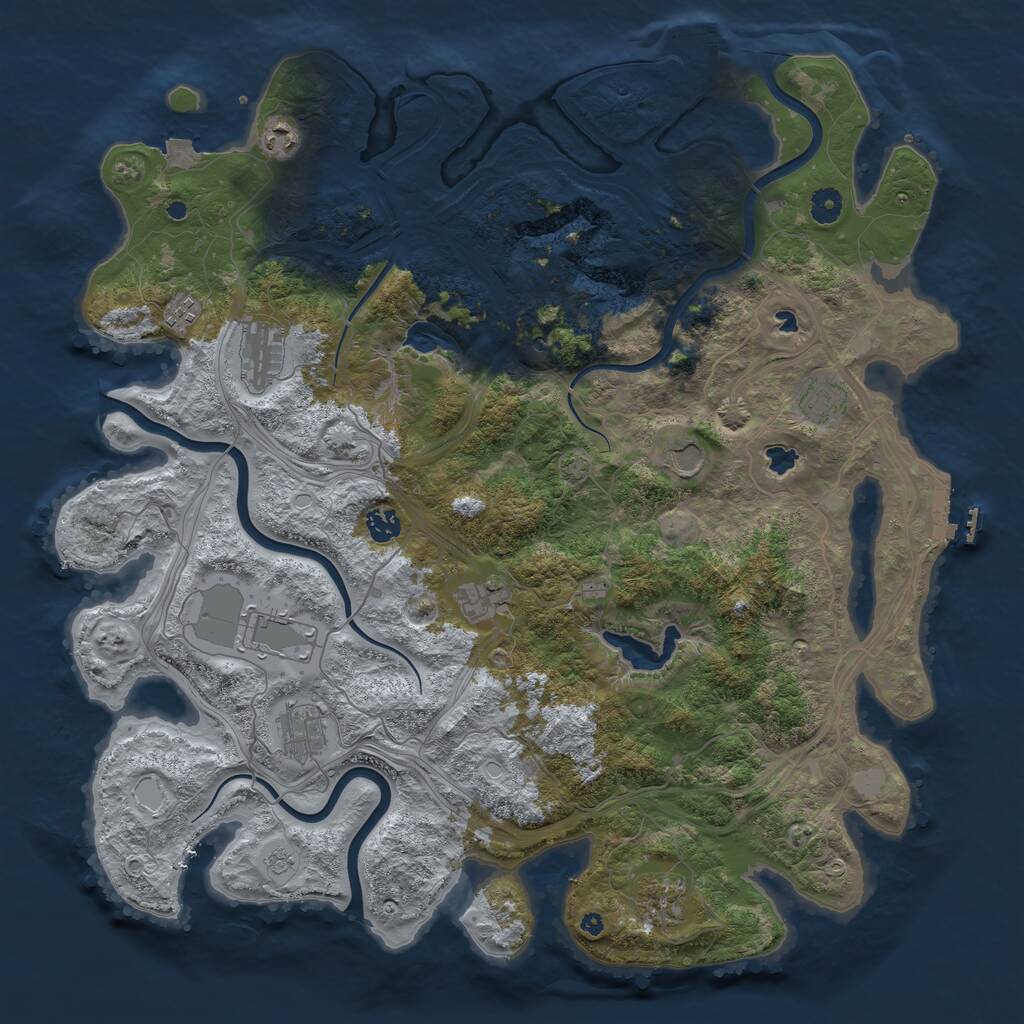 Rust Map: Procedural Map, Size: 4500, Seed: 1026, 16 Monuments
