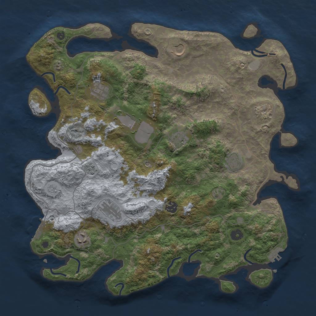 Rust Map: Procedural Map, Size: 4000, Seed: 6548651, 19 Monuments