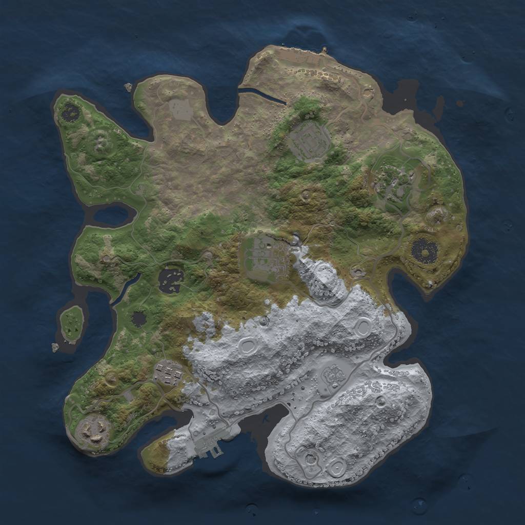 Rust Map: Procedural Map, Size: 3000, Seed: 233826779, 15 Monuments