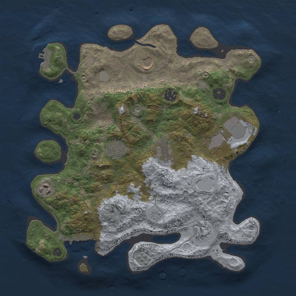 Rust Map: Procedural Map, Size: 3500, Seed: 1983588236, 17 Monuments