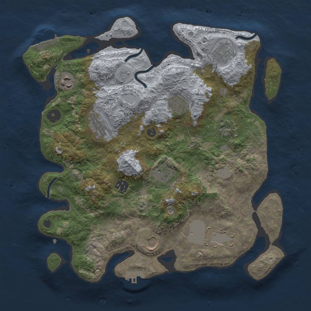 Rust Map: Procedural Map, Size: 3500, Seed: 6352, 18 Monuments