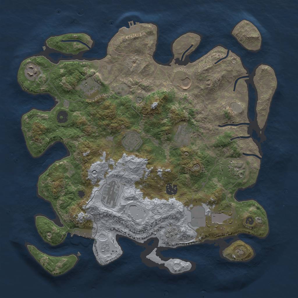 Rust Map: Procedural Map, Size: 3700, Seed: 1673827132, 19 Monuments
