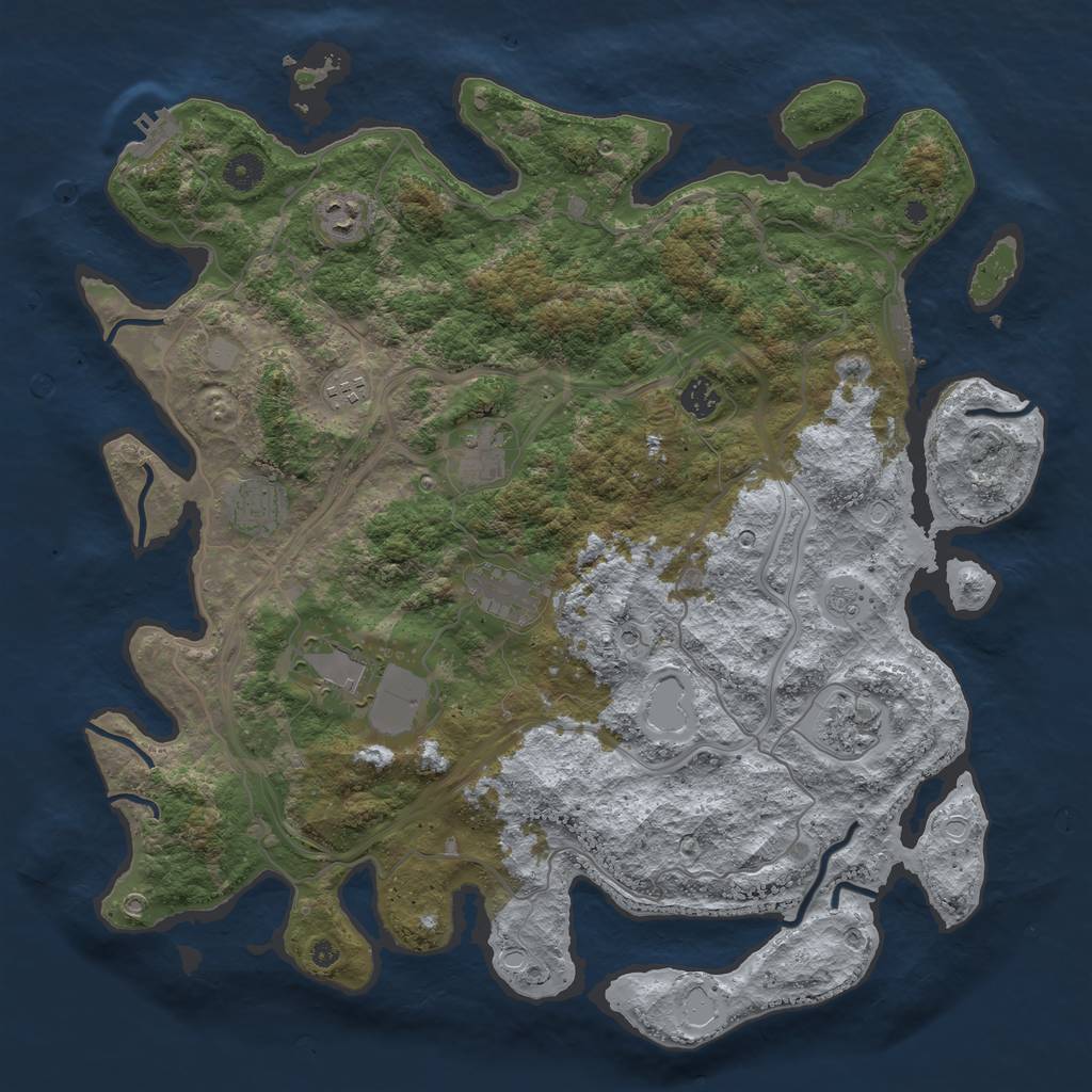 Rust Map: Procedural Map, Size: 4250, Seed: 1185324794, 17 Monuments