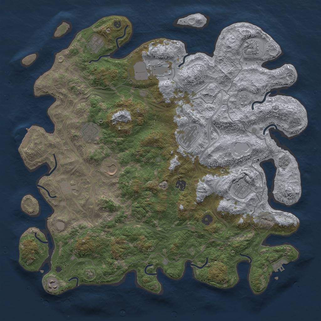 Rust Map: Procedural Map, Size: 4500, Seed: 1905911193, 20 Monuments