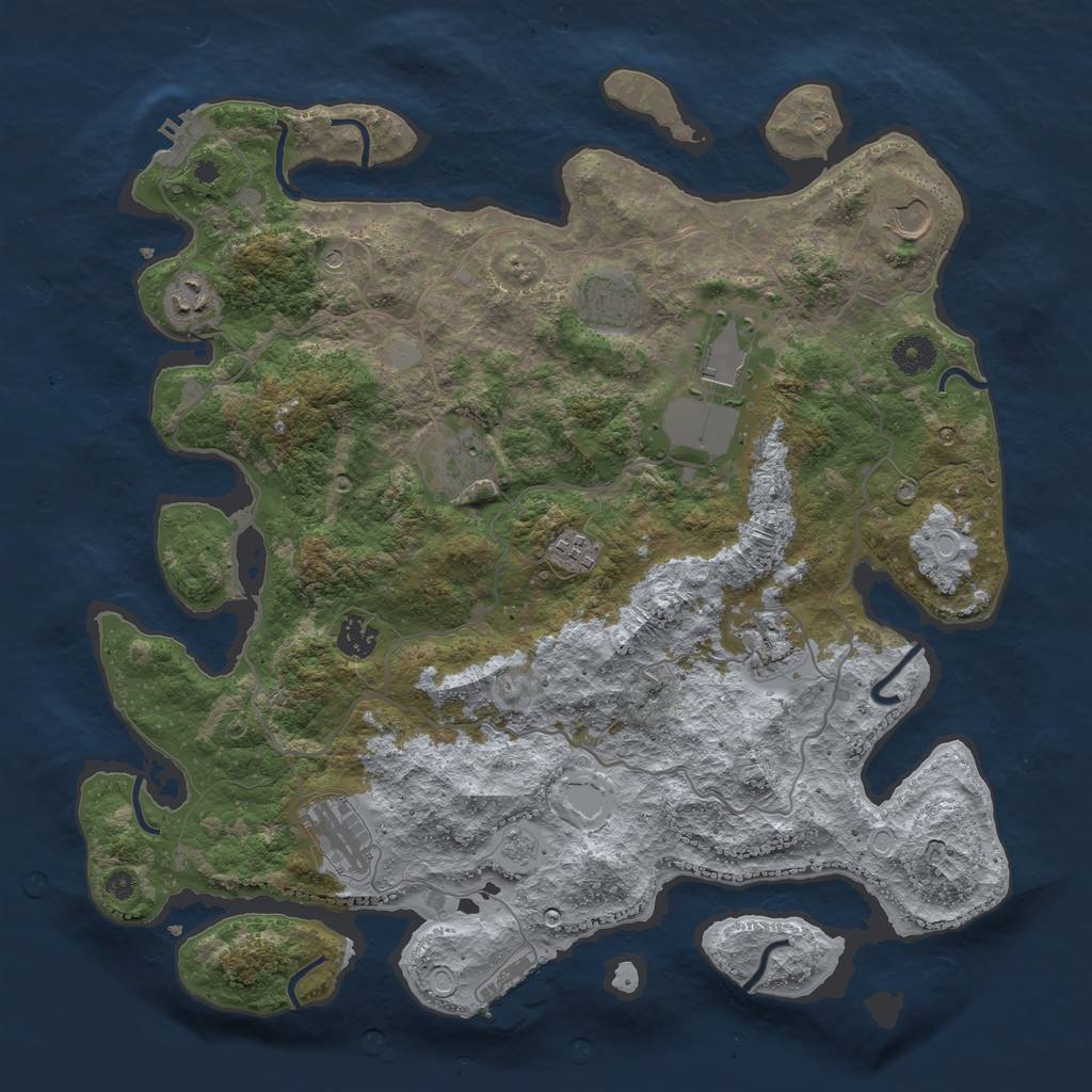 Rust Map: Procedural Map, Size: 4000, Seed: 484729, 18 Monuments