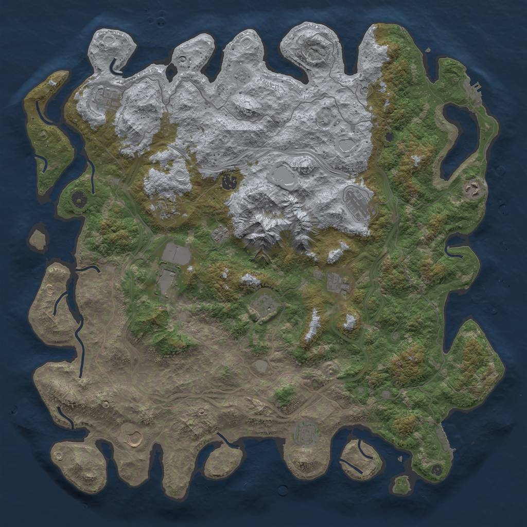 Rust Map: Procedural Map, Size: 5000, Seed: 564799946, 20 Monuments