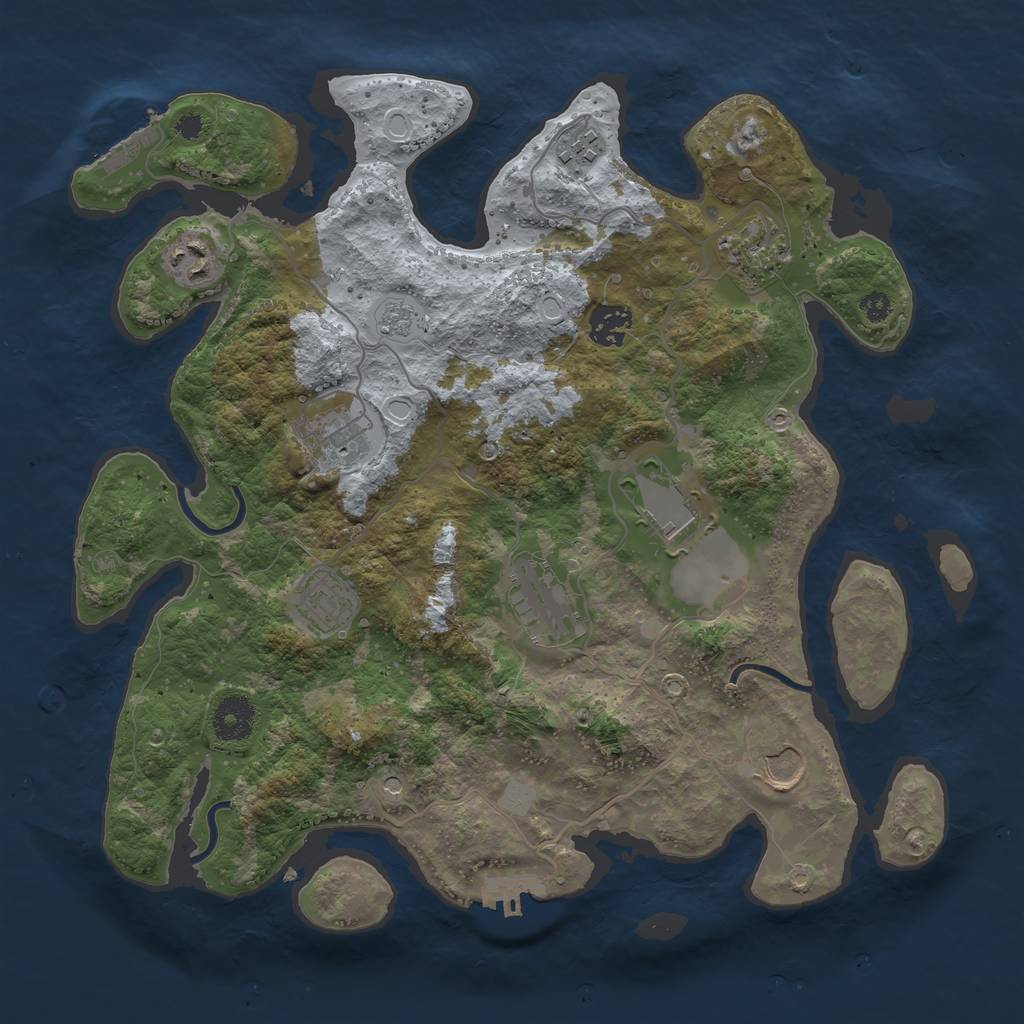 Rust Map: Procedural Map, Size: 3500, Seed: 7458780, 18 Monuments