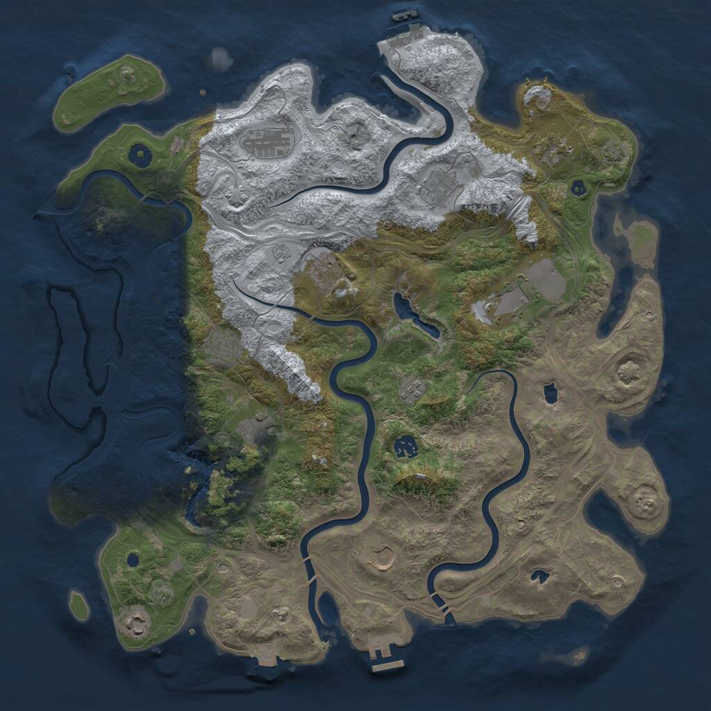 Rust Map: Procedural Map, Size: 4500, Seed: 2103882088, 17 Monuments