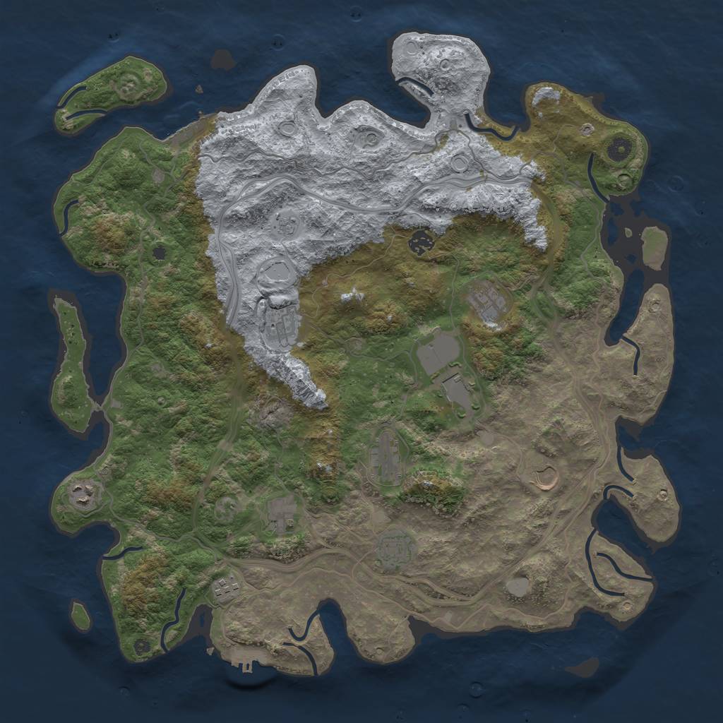 Rust Map: Procedural Map, Size: 4500, Seed: 2103882088, 19 Monuments