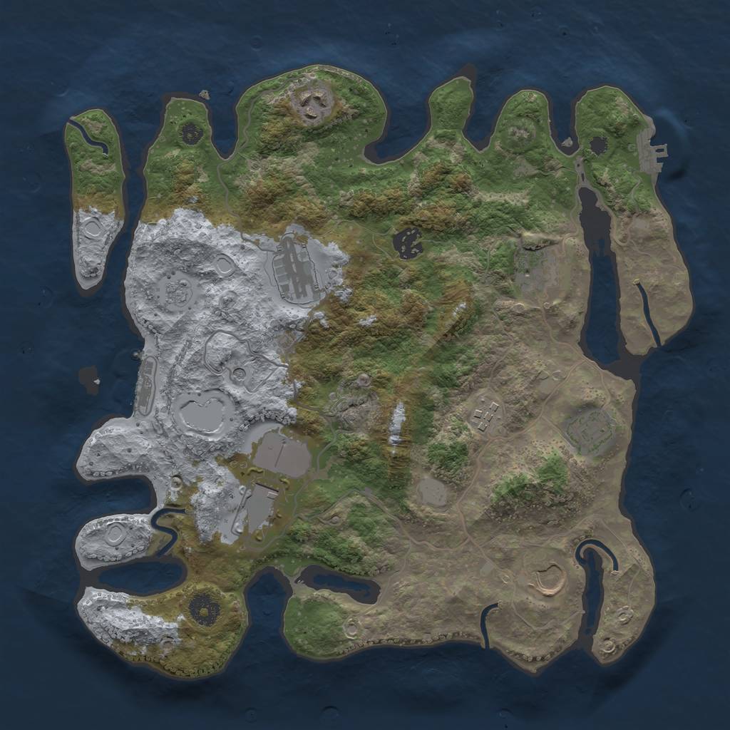 Rust Map: Procedural Map, Size: 3500, Seed: 7458779, 17 Monuments