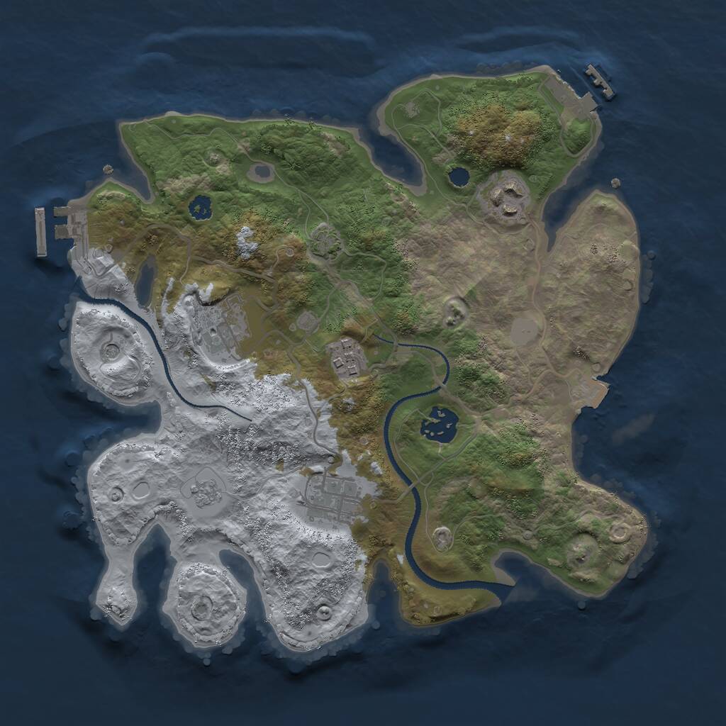 Rust Map: Procedural Map, Size: 3000, Seed: 1127168879, 11 Monuments