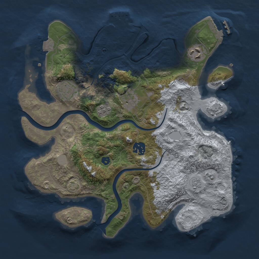 Rust Map: Procedural Map, Size: 3000, Seed: 21412, 11 Monuments