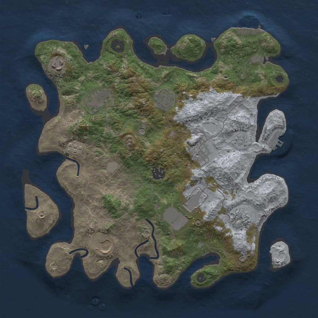 Rust Map: Procedural Map, Size: 3500, Seed: 610201609, 18 Monuments