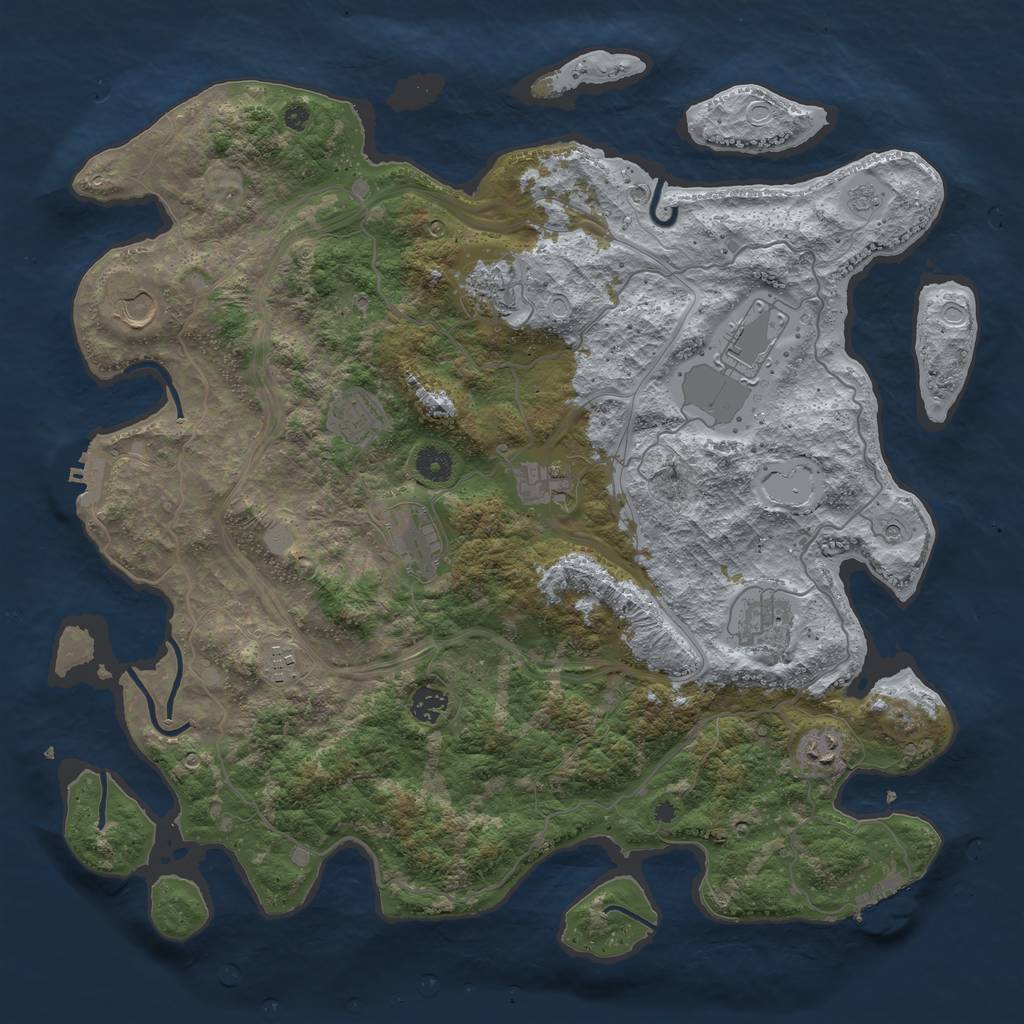 Rust Map: Procedural Map, Size: 4250, Seed: 1715176973, 19 Monuments