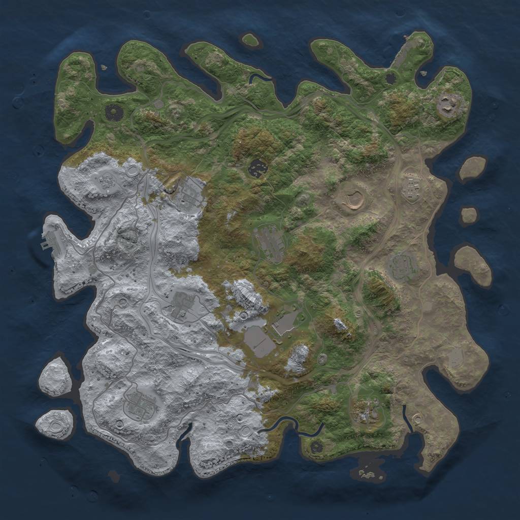 Rust Map: Procedural Map, Size: 4250, Seed: 917035586, 20 Monuments