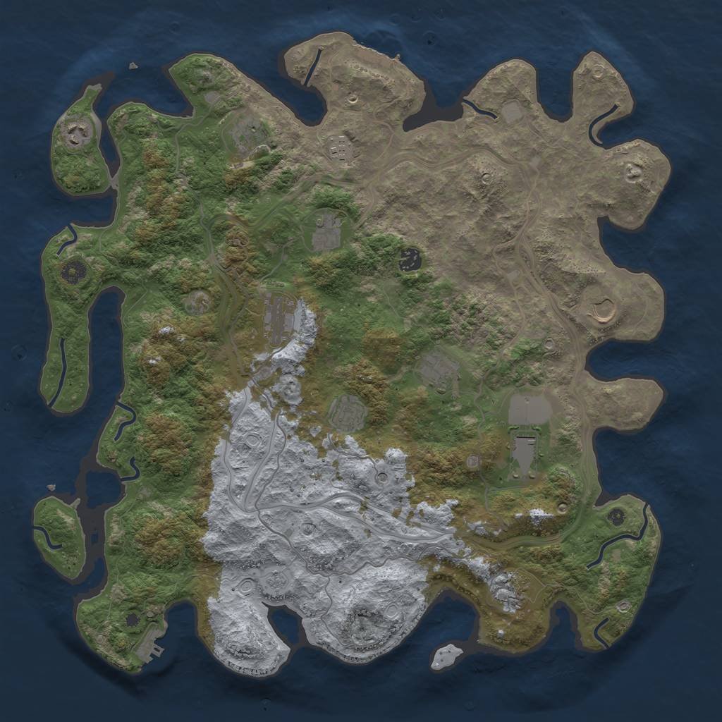 Rust Map: Procedural Map, Size: 4500, Seed: 2745839, 20 Monuments