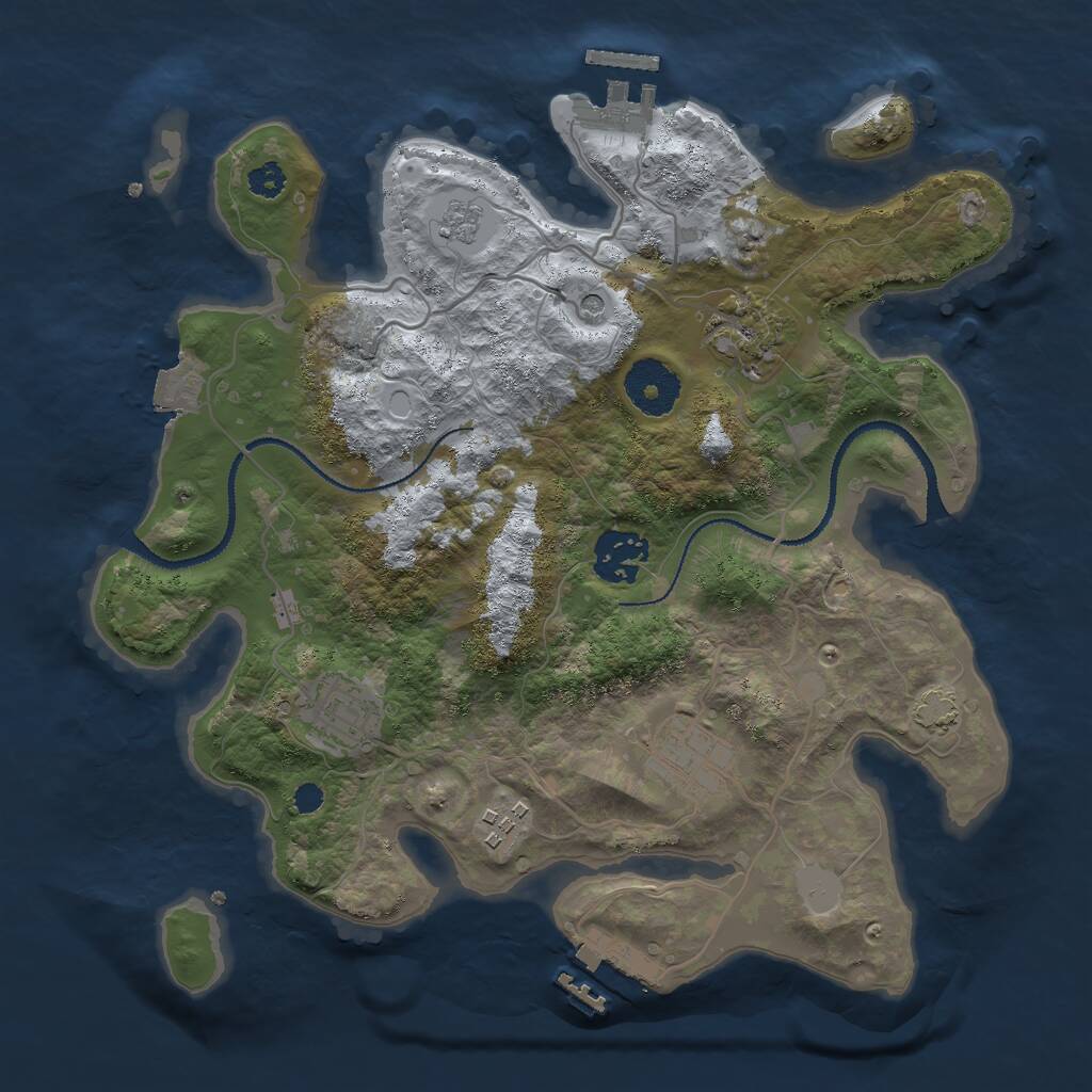 Rust Map: Procedural Map, Size: 3000, Seed: 58957, 11 Monuments