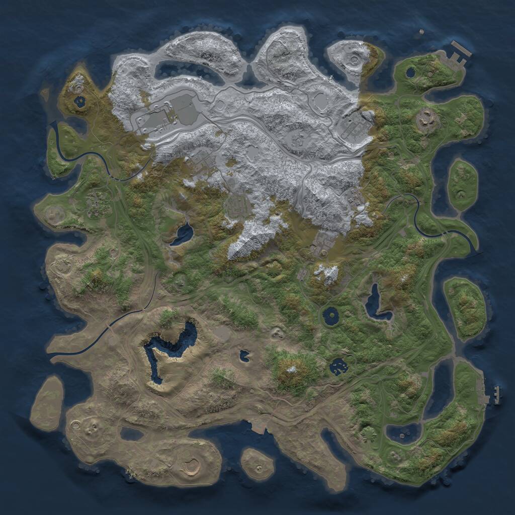 Rust Map: Procedural Map, Size: 4500, Seed: 1241797219, 16 Monuments