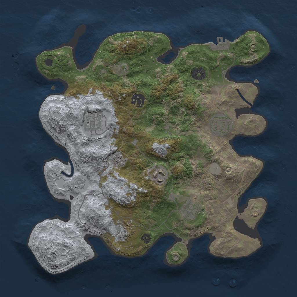 Rust Map: Procedural Map, Size: 3200, Seed: 2197100, 14 Monuments