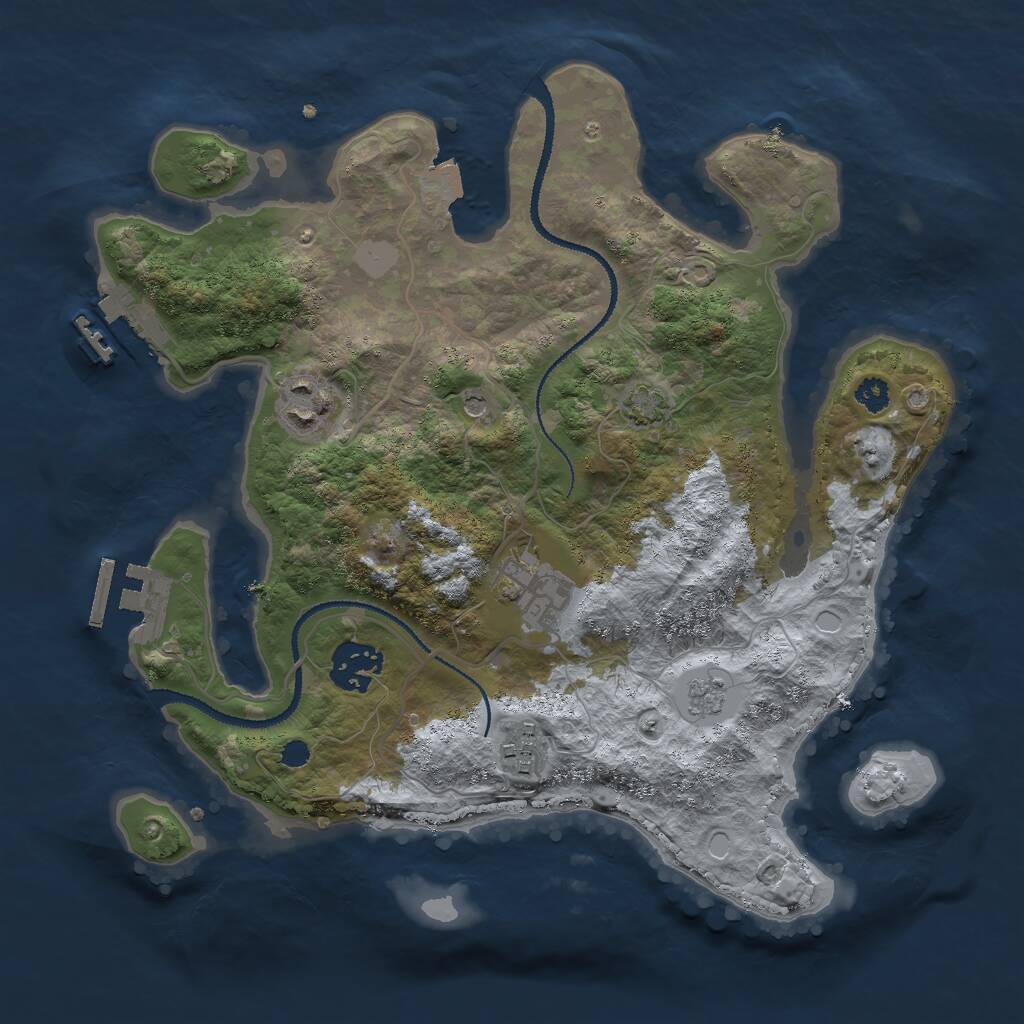 Rust Map: Procedural Map, Size: 3000, Seed: 748612874, 10 Monuments