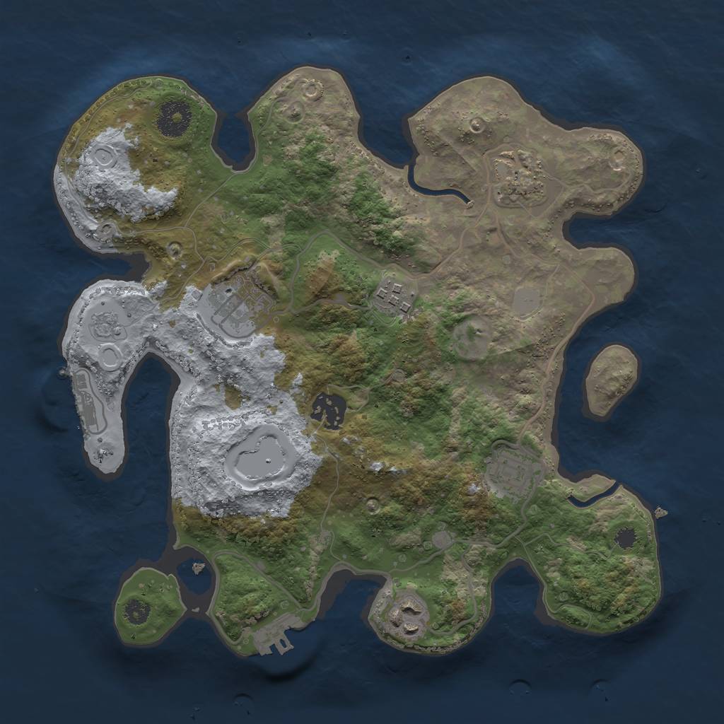 Rust Map: Procedural Map, Size: 3000, Seed: 1850138804, 14 Monuments