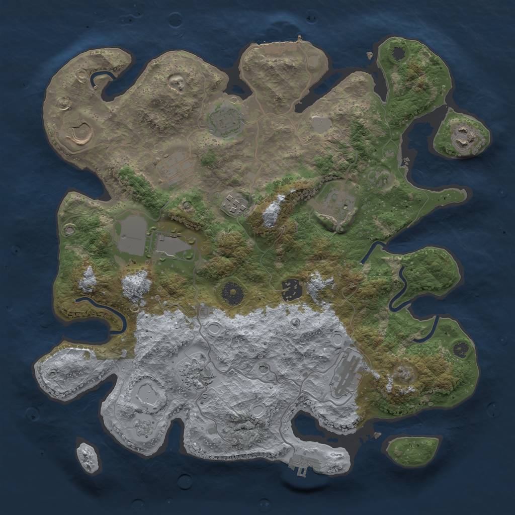 Rust Map: Procedural Map, Size: 3500, Seed: 7458778, 19 Monuments
