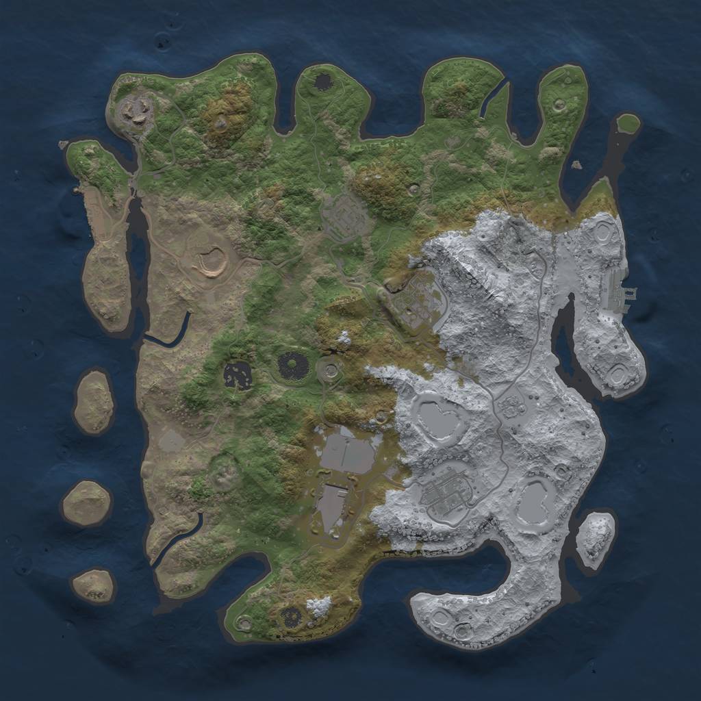 Rust Map: Procedural Map, Size: 3500, Seed: 234572457, 16 Monuments