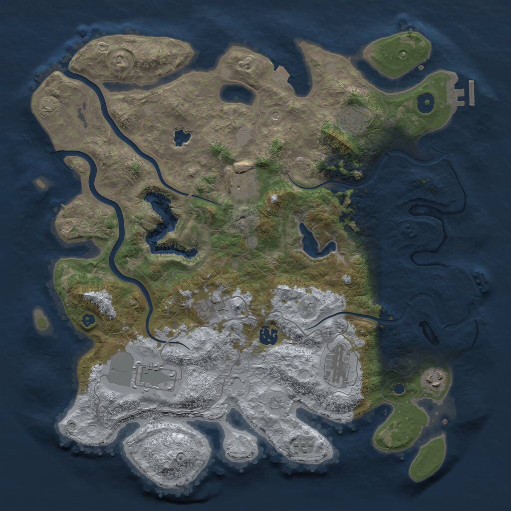 Rust Map: Procedural Map, Size: 4000, Seed: 51531, 14 Monuments