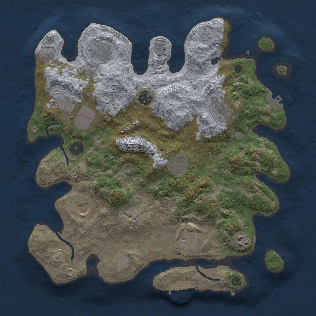 Rust Map: Procedural Map, Size: 3500, Seed: 849561478, 18 Monuments