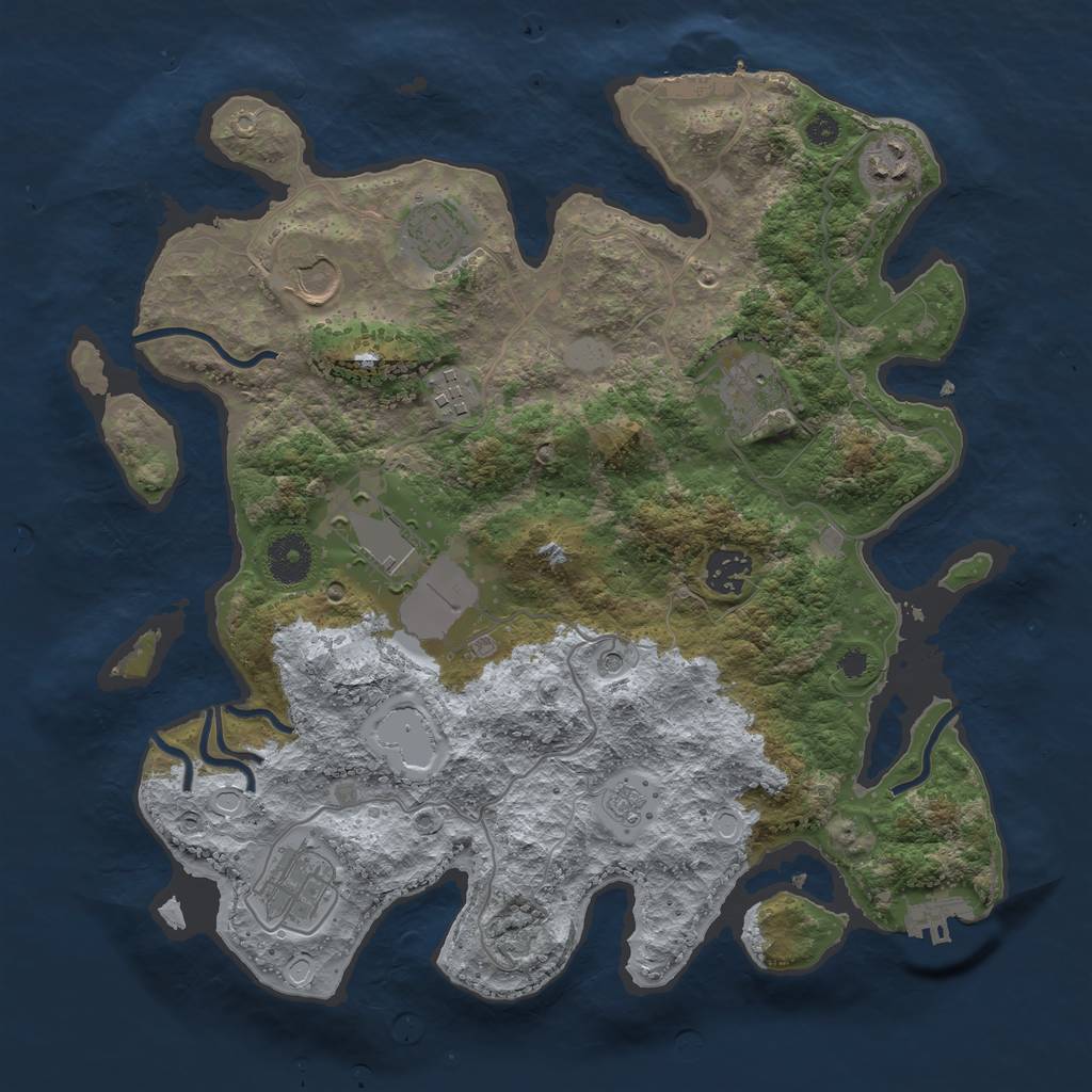 Rust Map: Procedural Map, Size: 3500, Seed: 1362, 17 Monuments