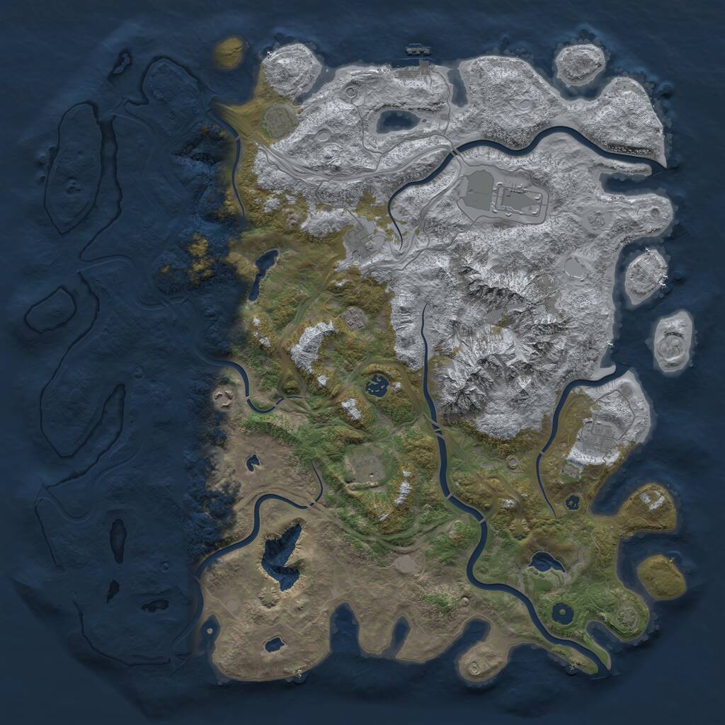 Rust Map: Procedural Map, Size: 5000, Seed: 32852, 14 Monuments