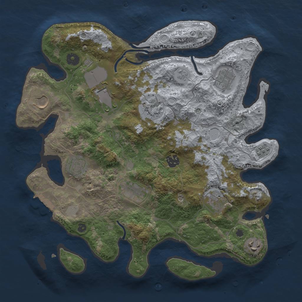 Rust Map: Procedural Map, Size: 3500, Seed: 1679667364, 18 Monuments