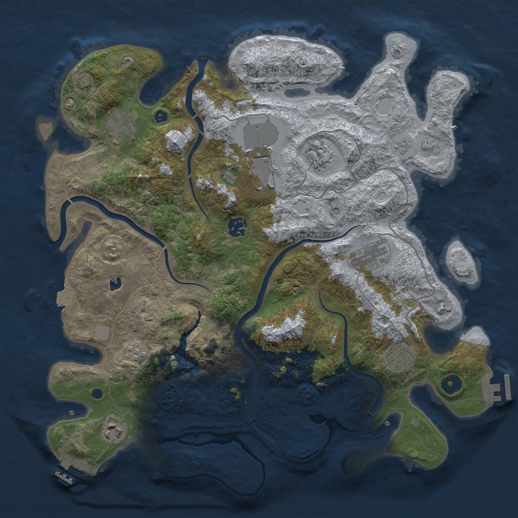 Rust Map: Procedural Map, Size: 4000, Seed: 1666662, 14 Monuments