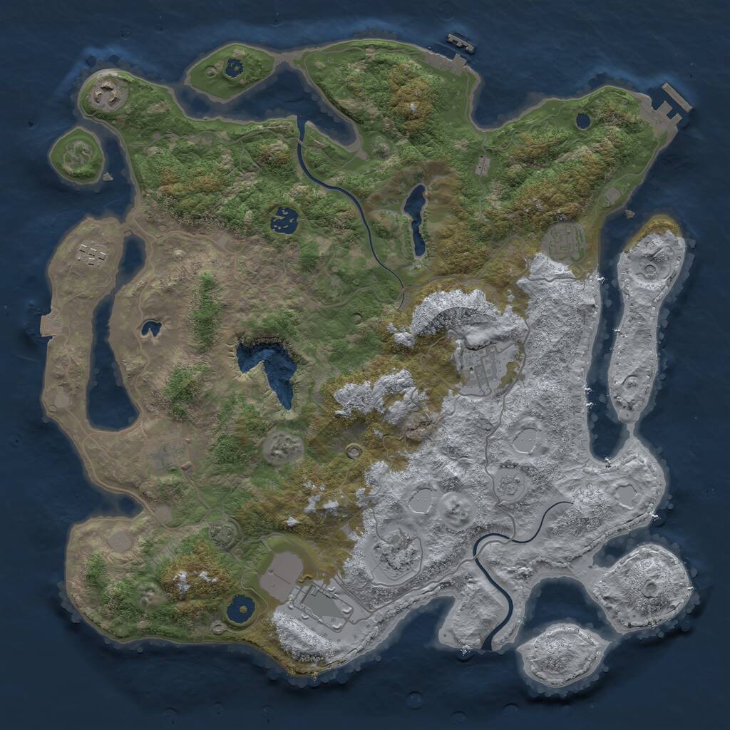 Rust Map: Procedural Map, Size: 4000, Seed: 2114960596, 14 Monuments