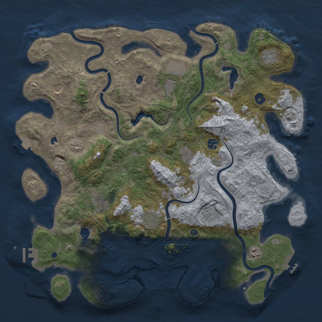 Rust Map: Procedural Map, Size: 4500, Seed: 432184, 16 Monuments