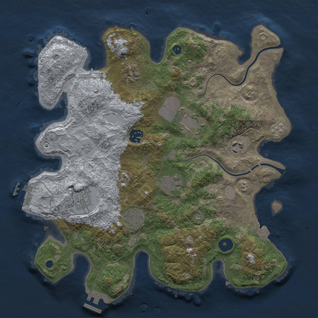 Rust Map: Procedural Map, Size: 3500, Seed: 2101111, 14 Monuments