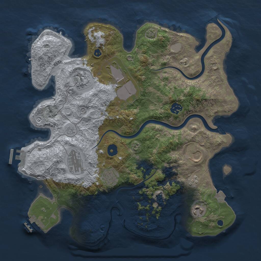 Rust Map: Procedural Map, Size: 3500, Seed: 2101111, 14 Monuments