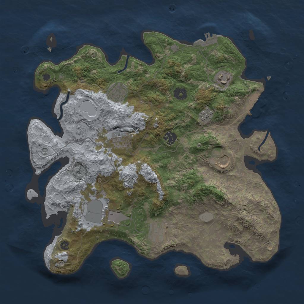 Rust Map: Procedural Map, Size: 3500, Seed: 13131313, 17 Monuments